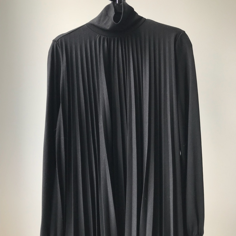 Tracy Reese Pleated Black Turtleneck Dress sz XS